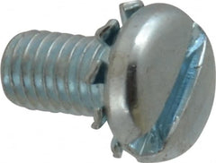 Value Collection - #10-32 UNF, 3/8" Length Under Head Slotted Drive Machine Screw - Pan Head, Grade J82 Steel, Zinc-Plated Finish, External Tooth - Exact Tooling