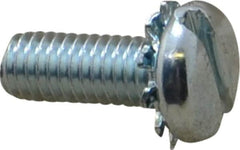 Value Collection - #10-32 UNF, 1/2" Length Under Head Slotted Drive Machine Screw - Pan Head, Grade J82 Steel, Zinc-Plated Finish, External Tooth - Exact Tooling