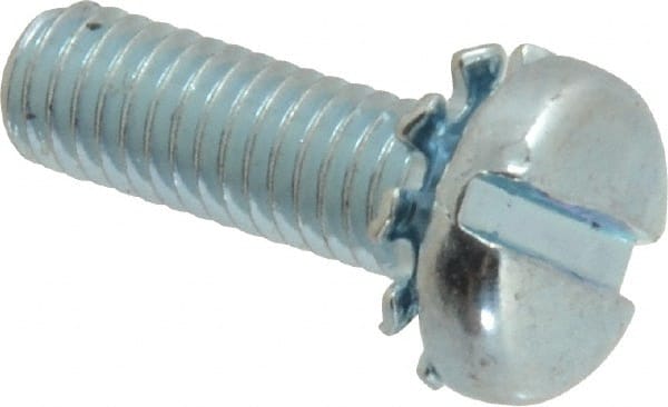 Value Collection - #10-32 UNF, 5/8" Length Under Head Slotted Drive Machine Screw - Pan Head, Grade J82 Steel, Zinc-Plated Finish, External Tooth - Exact Tooling
