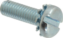 Value Collection - #10-32 UNF, 5/8" Length Under Head Slotted Drive Machine Screw - Pan Head, Grade J82 Steel, Zinc-Plated Finish, External Tooth - Exact Tooling