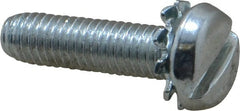 Value Collection - #10-32 UNF, 3/4" Length Under Head Slotted Drive Machine Screw - Pan Head, Grade J82 Steel, Zinc-Plated Finish, External Tooth - Exact Tooling