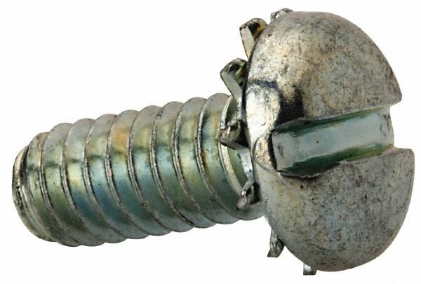 Value Collection - 1/4-20 UNC, 5/8" Length Under Head Slotted Drive Machine Screw - Pan Head, Grade J82 Steel, Zinc-Plated Finish, External Tooth - Exact Tooling