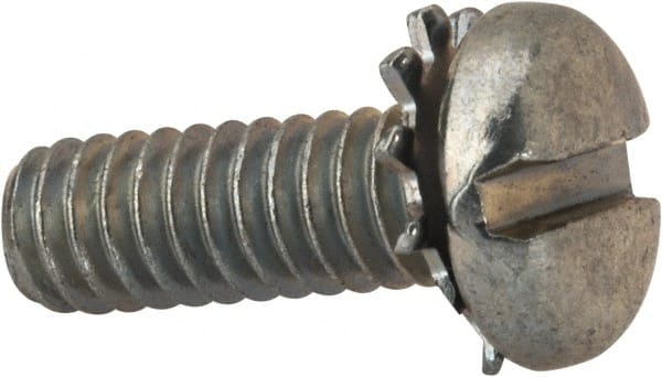 Value Collection - 1/4-20 UNC, 3/4" Length Under Head Slotted Drive Machine Screw - Pan Head, Grade J82 Steel, Zinc-Plated Finish, External Tooth - Exact Tooling