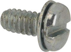 Value Collection - #6-32 UNC, 5/16" Length Under Head Slotted Drive Machine Screw - Pan Head, Grade J82 Steel, Zinc-Plated Finish, Internal Tooth - Exact Tooling