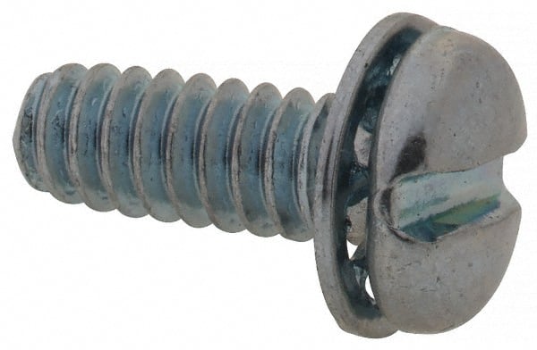 Value Collection - #6-32 UNC, 3/8" Length Under Head Slotted Drive Machine Screw - Pan Head, Grade J82 Steel, Zinc-Plated Finish, Internal Tooth - Exact Tooling