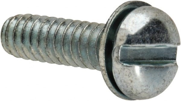 Value Collection - #6-32 UNC, 1/2" Length Under Head Slotted Drive Machine Screw - Pan Head, Grade J82 Steel, Zinc-Plated Finish, Internal Tooth - Exact Tooling