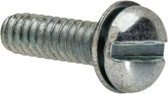 Value Collection - #6-32 UNC, 1/2" Length Under Head Slotted Drive Machine Screw - Pan Head, Grade J82 Steel, Zinc-Plated Finish, Internal Tooth - Exact Tooling