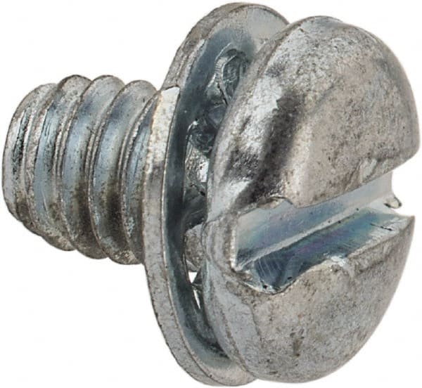 Value Collection - #8-32 UNC, 1/4" Length Under Head Slotted Drive Machine Screw - Pan Head, Grade J82 Steel, Zinc-Plated Finish, Internal Tooth - Exact Tooling