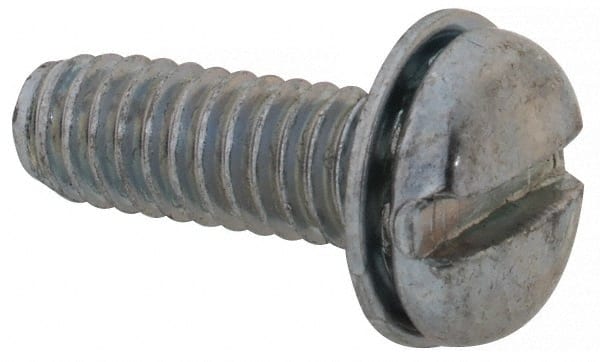 Value Collection - #8-32 UNC, 1/2" Length Under Head Slotted Drive Machine Screw - Pan Head, Grade J82 Steel, Zinc-Plated Finish, Internal Tooth - Exact Tooling