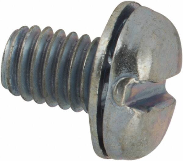 Value Collection - #10-32 UNF, 5/16" Length Under Head Slotted Drive Machine Screw - Pan Head, Grade J82 Steel, Zinc-Plated Finish, Internal Tooth - Exact Tooling