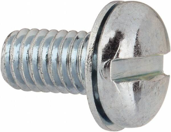 Value Collection - #10-32 UNF, 3/8" Length Under Head Slotted Drive Machine Screw - Pan Head, Grade J82 Steel, Zinc-Plated Finish, Internal Tooth - Exact Tooling