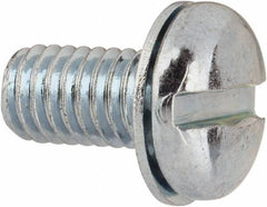 Value Collection - #10-32 UNF, 3/8" Length Under Head Slotted Drive Machine Screw - Pan Head, Grade J82 Steel, Zinc-Plated Finish, Internal Tooth - Exact Tooling