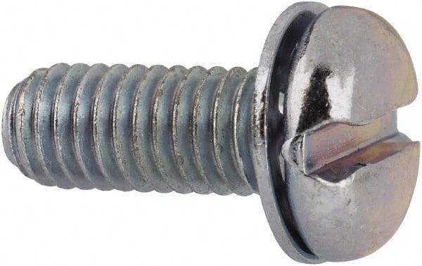 Value Collection - #10-32 UNF, 1/2" Length Under Head Slotted Drive Machine Screw - Pan Head, Grade J82 Steel, Zinc-Plated Finish, Internal Tooth - Exact Tooling