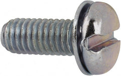 Value Collection - #10-32 UNF, 1/2" Length Under Head Slotted Drive Machine Screw - Pan Head, Grade J82 Steel, Zinc-Plated Finish, Internal Tooth - Exact Tooling