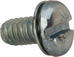 Value Collection - 1/4-20 UNC, 1/2" Length Under Head Slotted Drive Machine Screw - Pan Head, Grade J82 Steel, Zinc-Plated Finish, Internal Tooth - Exact Tooling