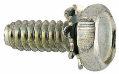 Value Collection - #6-32 UNC, 3/8" Length Under Head Hex Drive Machine Screw - Hex Head, Grade J82 Steel, Zinc-Plated Finish, External Tooth - Exact Tooling