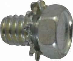 Value Collection - #8-32 UNC, 1/4" Length Under Head Hex Drive Machine Screw - Hex Head, Grade J82 Steel, Zinc-Plated Finish, External Tooth - Exact Tooling
