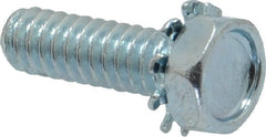 Value Collection - #10-24 UNC, 5/8" Length Under Head Hex Drive Machine Screw - Hex Head, Grade J82 Steel, Zinc-Plated Finish, External Tooth - Exact Tooling
