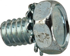 Value Collection - 1/4-20 UNC, 3/8" Length Under Head Hex Drive Machine Screw - Hex Head, Grade J82 Steel, Zinc-Plated Finish, External Tooth - Exact Tooling
