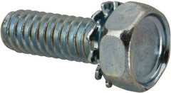 Value Collection - 1/4-20 UNC, 3/4" Length Under Head Hex Drive Machine Screw - Hex Head, Grade J82 Steel, Zinc-Plated Finish, External Tooth - Exact Tooling