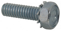 Value Collection - 1/4-20 UNC, 7/8" Length Under Head Hex Drive Machine Screw - Hex Head, Grade J82 Steel, Zinc-Plated Finish, External Tooth - Exact Tooling