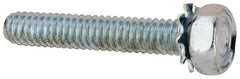 Value Collection - 1/4-20 UNC, 1-1/2" Length Under Head Hex Drive Machine Screw - Hex Head, Grade J82 Steel, Zinc-Plated Finish, External Tooth - Exact Tooling