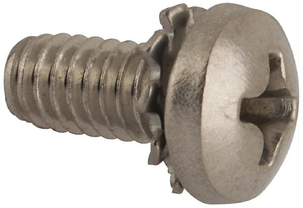 Value Collection - #8-32 UNC, 3/8" Length Under Head Phillips Drive Machine Screw - Pan Head, Grade 18-8 Stainless Steel, External Tooth - Exact Tooling