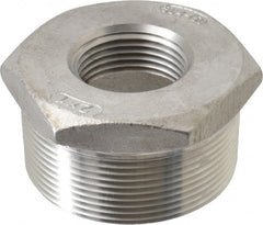 Merit Brass - 2 x 1" Grade 304 Stainless Steel Pipe Hex Bushing - MNPT x FNPT End Connections, 150 psi - Exact Tooling
