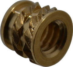 E-Z LOK - #2-56, 0.118" Small to 0.123" Large End Hole Diam, Brass Single Vane Tapered Hole Threaded Insert - 0.136" Insert, 0.122" Pilot Diam, 0.115" OAL, 0.08" Min Wall Thickness - Exact Tooling