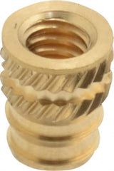 E-Z LOK - #8-32, 0.208" Small to 0.234" Large End Hole Diam, Brass Double Vane Tapered Hole Threaded Insert - 1/4" Insert, 0.212" Pilot Diam, 5/16" OAL, 0.133" Min Wall Thickness - Exact Tooling