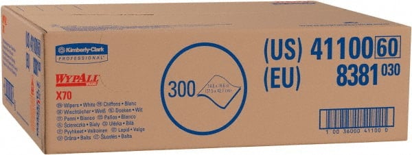 WypAll - X70 Dry Shop Towel/Industrial Wipes - 16-5/8" x 15" Sheet Size, White - Exact Tooling