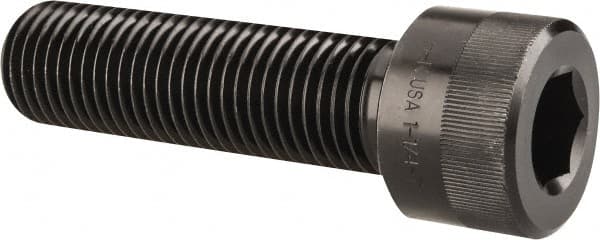 Holo-Krome - 1-1/4 - 7 UNC Hex Socket Drive, Socket Cap Screw - Alloy Steel, Black Oxide Finish, Partially Threaded, 4-1/2" Length Under Head - Exact Tooling