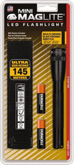Mag-Lite - White LED Bulb, 97 Lumens, Mini Flashlight - Black Aluminum Body, 2 AA Alkaline Batteries Included - Exact Tooling