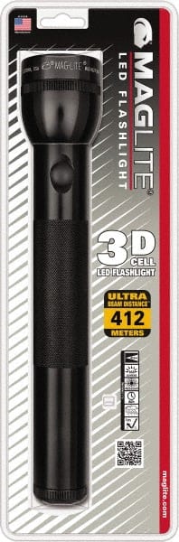 Mag-Lite - White LED Bulb, 168 Lumens, Industrial/Tactical Flashlight - Black Aluminum Body, 3 D Batteries Not Included - Exact Tooling