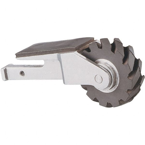 Dynabrade - 5/8" Wide Contact Arm - 18" Belt Length x 1" Belt Width, Serrated, Rubber, 40" Contact Wheel Diam - Exact Tooling