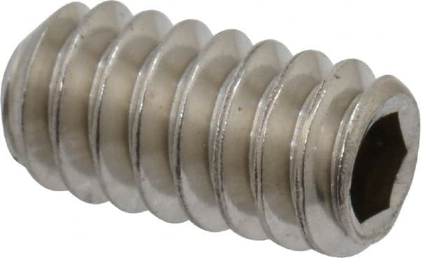 Value Collection - #10-24 UNC, 3/8" OAL, Cup Point Set Screw - Grade 18-8 Stainless Steel, 3/32" Key - Exact Tooling
