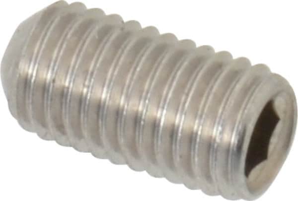 Value Collection - 1/4-28 UNF, 1/2" OAL, Cup Point Set Screw - Grade 18-8 Stainless Steel, 1/8" Key - Exact Tooling