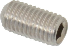 Value Collection - 1/4-28 UNF, 1/2" OAL, Cup Point Set Screw - Grade 18-8 Stainless Steel, 1/8" Key - Exact Tooling