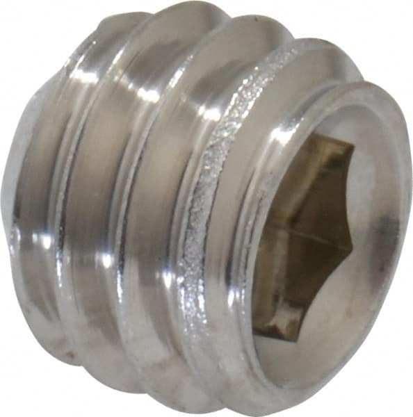 Value Collection - 5/16-18 UNC, 1/4" OAL, Cup Point Set Screw - Grade 18-8 Stainless Steel, 3/32" Key - Exact Tooling