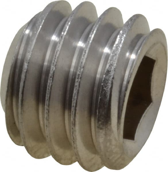 Value Collection - 3/8-16 UNC, 5/16" OAL, Cup Point Set Screw - Grade 18-8 Stainless Steel, 3/16" Key - Exact Tooling