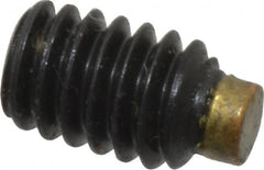 Made in USA - #8-32 UNC, 1/4" Length of Thread, Soft Tip Point Set Screw - Grade 8 Alloy Steel - Exact Tooling