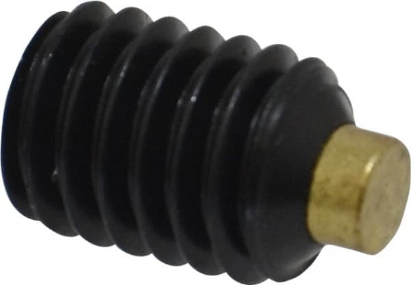Made in USA - 3/8-16 UNC, 1/2" Length of Thread, Soft Tip Point Set Screw - Grade 8 Alloy Steel - Exact Tooling