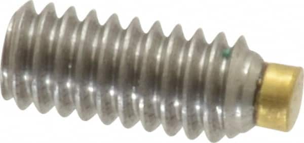 Made in USA - #8-32 UNC, 3/8" Length of Thread, Soft Tip Point Set Screw - Grade 18-8 Stainless Steel - Exact Tooling