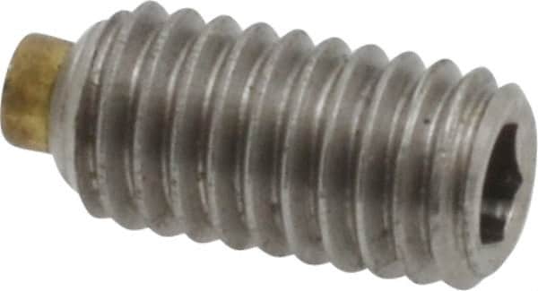 Made in USA - #10-32 UNF, 3/8" Length of Thread, Soft Tip Point Set Screw - Grade 18-8 Stainless Steel - Exact Tooling