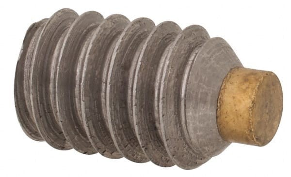Made in USA - 1/4-20 UNC, 3/8" Length of Thread, Soft Tip Point Set Screw - Grade 18-8 Stainless Steel - Exact Tooling