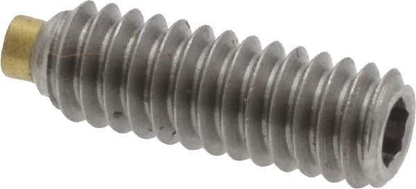 Made in USA - 1/4-20 UNC, 3/4" Length of Thread, Soft Tip Point Set Screw - Grade 18-8 Stainless Steel - Exact Tooling