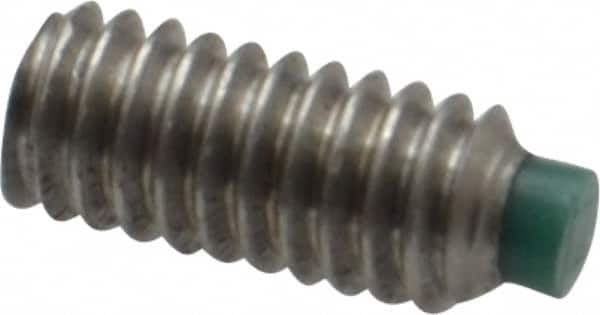 Made in USA - #8-32 UNC, 3/8" Length of Thread, Soft Tip Point Set Screw - Grade 18-8 Stainless Steel - Exact Tooling