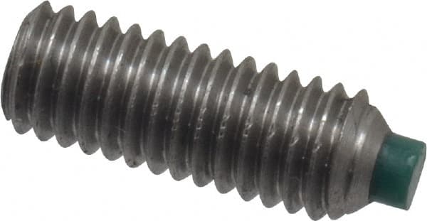 Made in USA - #10-32 UNF, 1/2" Length of Thread, Soft Tip Point Set Screw - Grade 18-8 Stainless Steel - Exact Tooling