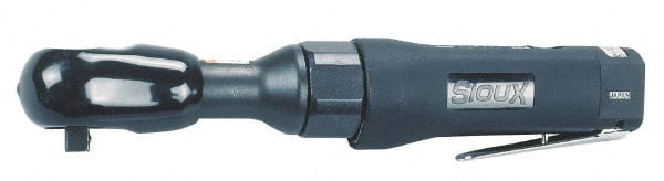 Sioux Tools - 3/8" Drive, 185 RPM, 50 Ft/Lb Torque Ratchet Wrench - Angled Handle, 3 to 12 CFM, 1/4" NPT Inlet - Exact Tooling
