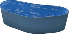 Norton - 4" Wide x 36" OAL, 180 Grit, Zirconia Alumina Abrasive Belt - Zirconia Alumina, Very Fine, Coated, X Weighted Cloth Backing, Series R823 - Exact Tooling